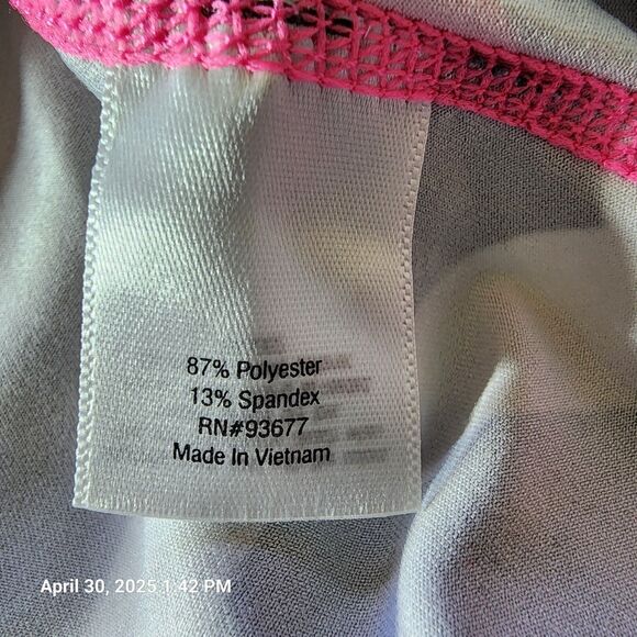 Xersion Chevron Print Women's Sz Large Pink Black White Racer Back Top Semi Fit - Picture 7 of 9